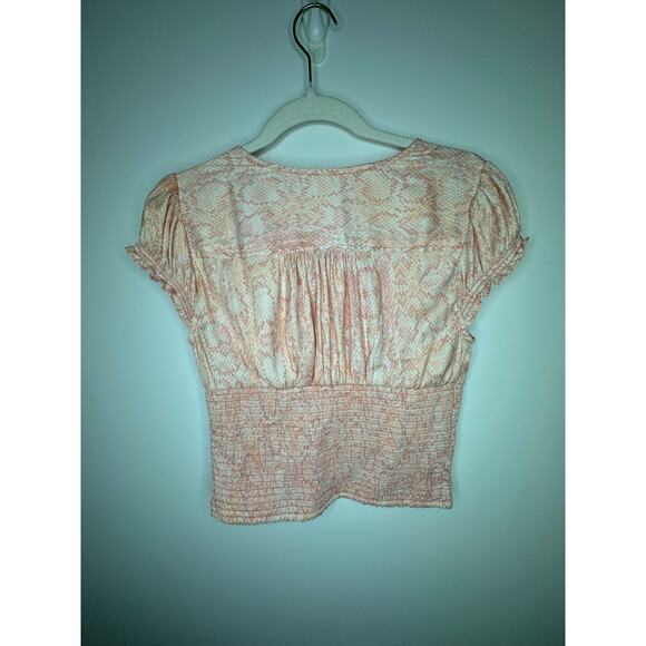 Free People Satin Pink & White Snakeskin Print Ruched Waist Corset Top Size S - Picture 5 of 5